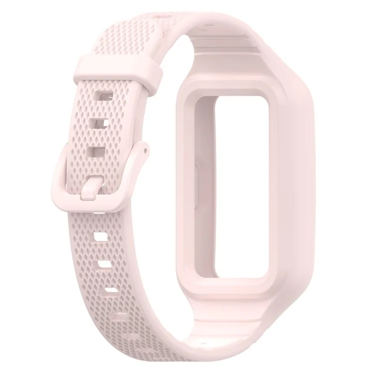 For Huawei Band 6 / 6 Pro / Band 7 / Band 8 / Band 8 NFC / Band 9 / Band 9 NFC / Honor Band 6 / 7 Sports Silicone Watch Band with Case - Light Pink