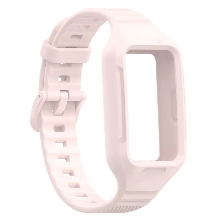 For Huawei Band 6 / 6 Pro / Band 7 / Band 8 / Band 8 NFC / Band 9 / Band 9 NFC / Honor Band 6 / 7 Sports Silicone Watch Band with Case - Light Pink