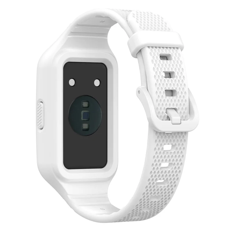 For Huawei Band 6 / 6 Pro / Band 7 / Band 8 / Band 8 NFC / Band 9 / Band 9 NFC / Honor Band 6 / 7 Sports Silicone Watch Band with Case - White