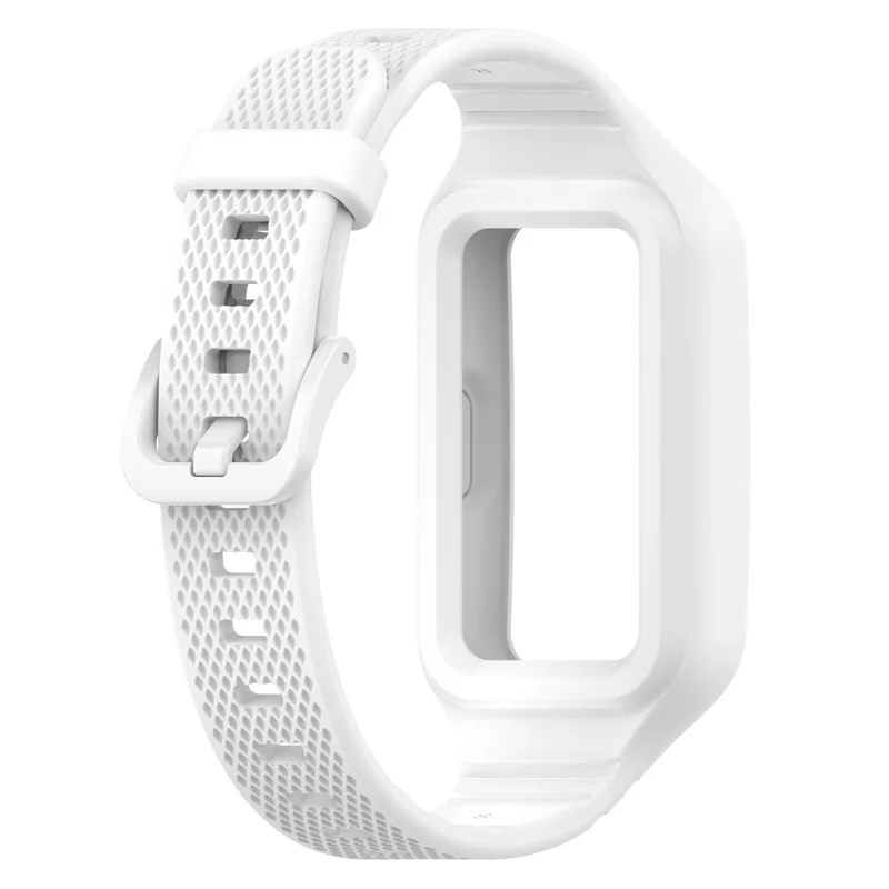 For Huawei Band 6 / 6 Pro / Band 7 / Band 8 / Band 8 NFC / Band 9 / Band 9 NFC / Honor Band 6 / 7 Sports Silicone Watch Band with Case - White