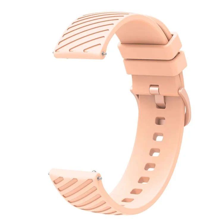 18mm Pulseira de Relógio Universal de Silicone Listrada Inclinada Texturizada - Rosa