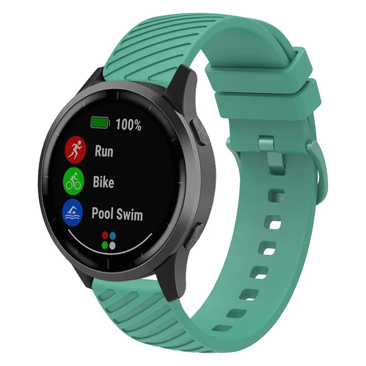 18mm Universal Silicone Watch Strap Tilted Stripe Textured Replacement Watch Band - Green