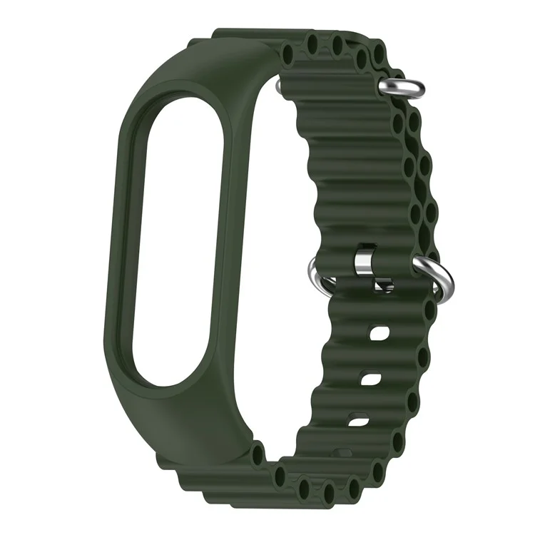 For Xiaomi Mi Band 3 / 4 / 5 / 6 / 7 Watch Band Soft Silicone Strap with Watch Case - Green