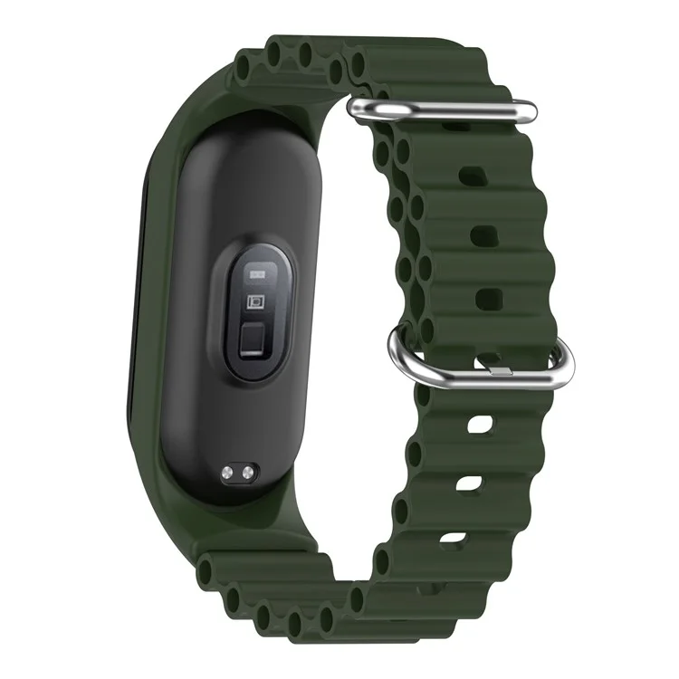 For Xiaomi Mi Band 3 / 4 / 5 / 6 / 7 Watch Band Soft Silicone Strap with Watch Case - Green