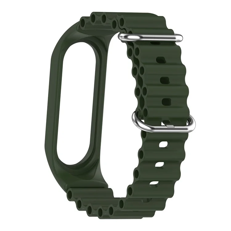 For Xiaomi Mi Band 3 / 4 / 5 / 6 / 7 Watch Band Soft Silicone Strap with Watch Case - Green
