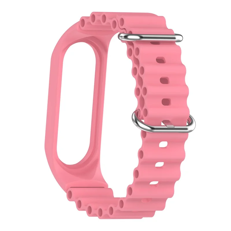 For Xiaomi Mi Band 3 / 4 / 5 / 6 / 7 Watch Band Soft Silicone Strap with Watch Case - Pink