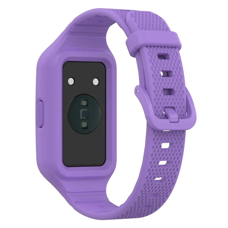 For Huawei Band 8 / Band 8 NFC / Band 9 / Band 9 NFC / Band 7 / Honor Band 6 Silicone Watch Strap Watch Band with Case - Purple