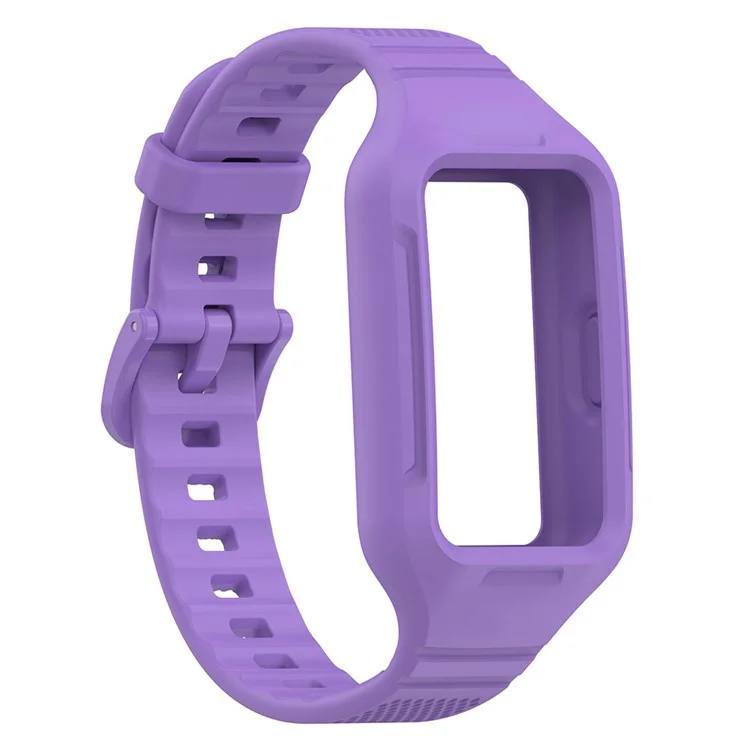 For Huawei Band 8 / Band 8 NFC / Band 9 / Band 9 NFC / Band 7 / Honor Band 6 Silicone Watch Strap Watch Band with Case - Purple