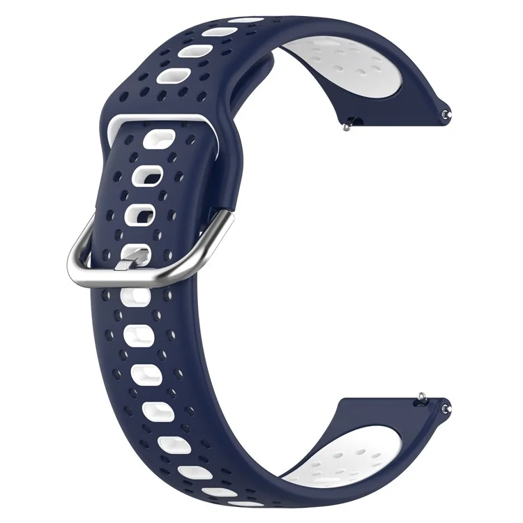 For Samsung Galaxy Watch6 40mm 44mm / Watch6 Classic 43mm 47mm / Watch 5 40mm 44mm / Watch4 40mm 44mm Dual Color Silicone Watch Band 20mm Replacement Strap - Midnight Blue / White