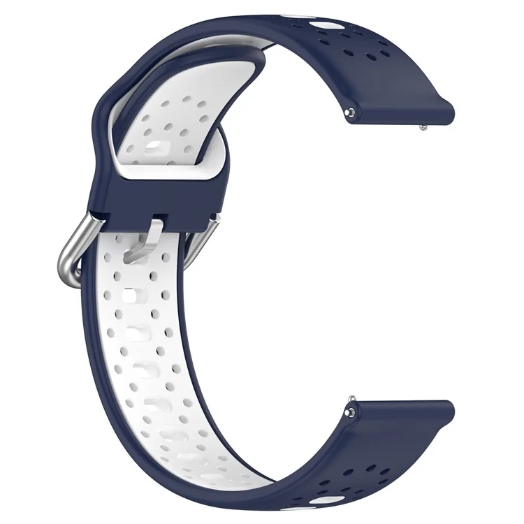 For Samsung Galaxy Watch6 40mm 44mm / Watch6 Classic 43mm 47mm / Watch 5 40mm 44mm / Watch4 40mm 44mm Dual Color Silicone Watch Band 20mm Replacement Strap - Midnight Blue / White
