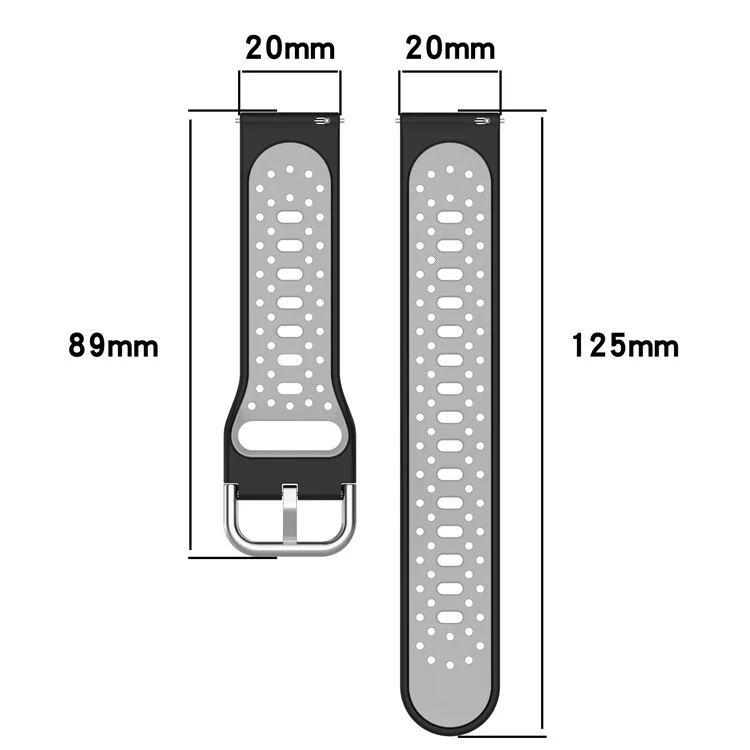 For Samsung Galaxy Watch6 40mm 44mm / Watch6 Classic 43mm 47mm / Watch 5 40mm 44mm / Watch4 40mm 44mm Dual Color Silicone Watch Band 20mm Replacement Strap - Midnight Blue / White