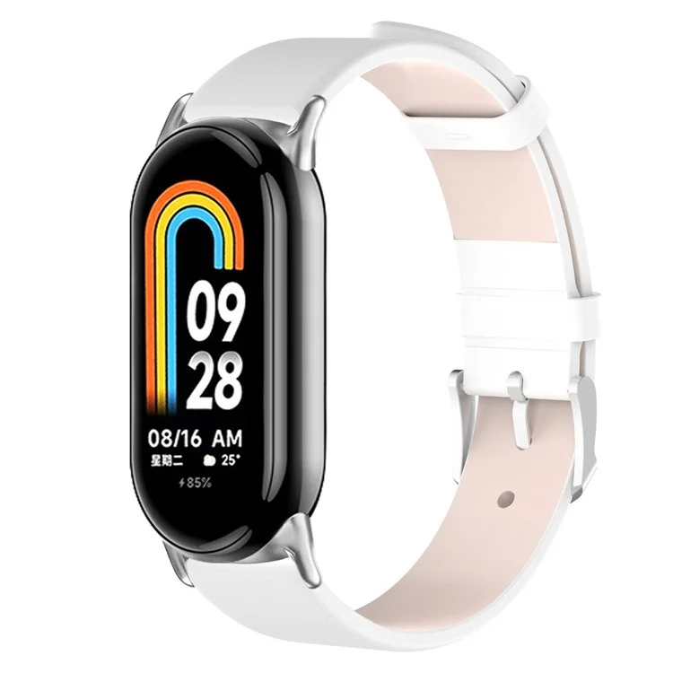 Für Xiaomi Mi Band 9 NFC / Mi Band 9 / Smart Band 8 NFC / Smart Band 8 Lederarmband 14mm Ersatz-Armband - Weiß