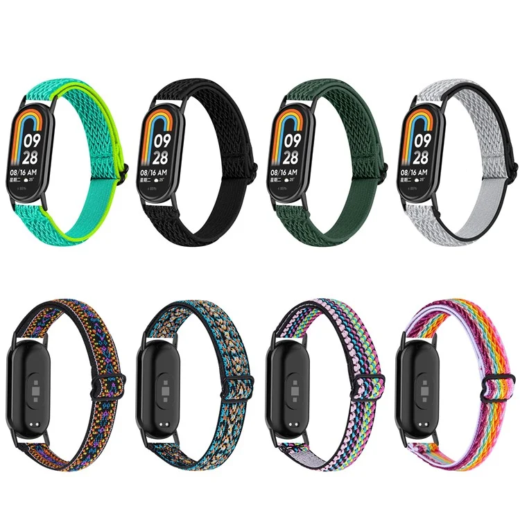 Für Xiaomi Mi Band 9 NFC / Mi Band 9 / Smart Band 8 NFC / Smart Band 8 Nylon geflochtenes Uhrenarmband mit Schnellverschluss - Lila