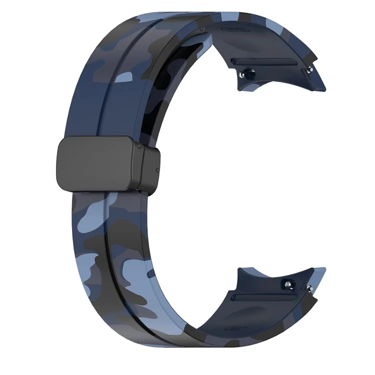For Samsung Galaxy Watch 5 Pro 45mm Silicone Watch Band Adjustable Camouflage Strap with Magnetic Folding Buckle - Camouflage Midnight Blue