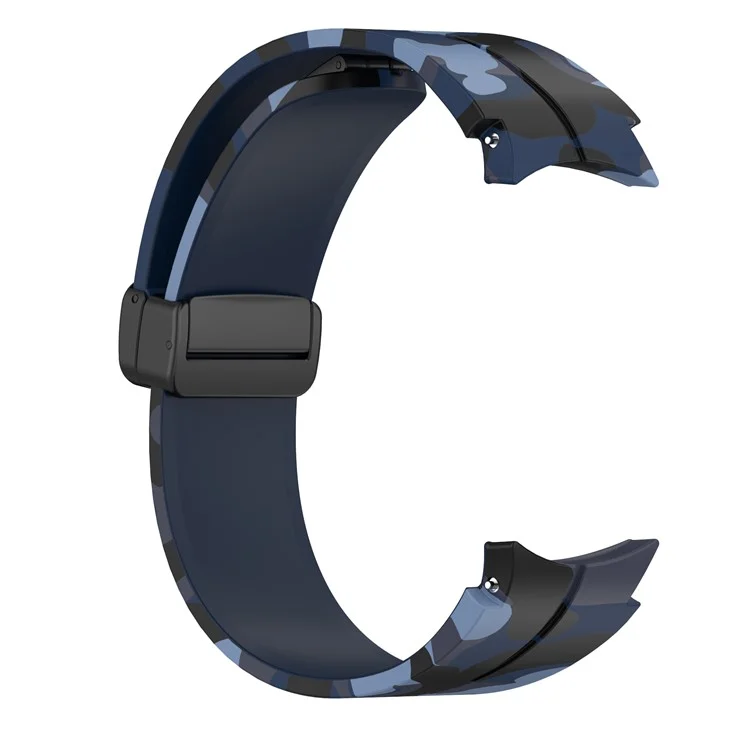 For Samsung Galaxy Watch 5 Pro 45mm Silicone Watch Band Adjustable Camouflage Strap with Magnetic Folding Buckle - Camouflage Midnight Blue