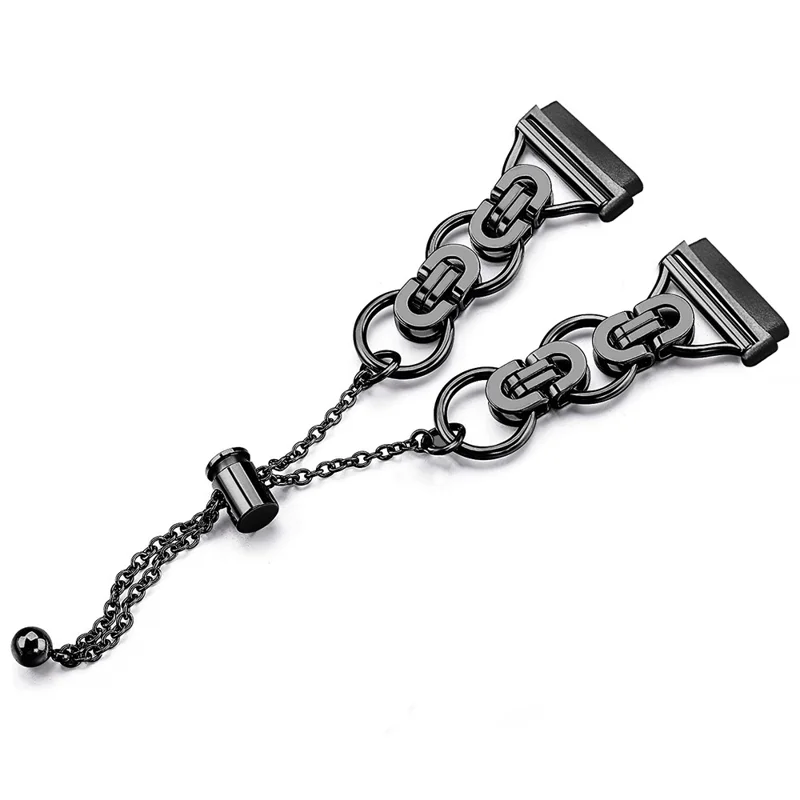 Per Fitbit Versa 4 / Sense 2 Beaded-Bracelet Band Acciaio Inossidabile Cinturino Orologio Sostitutivo - Nero