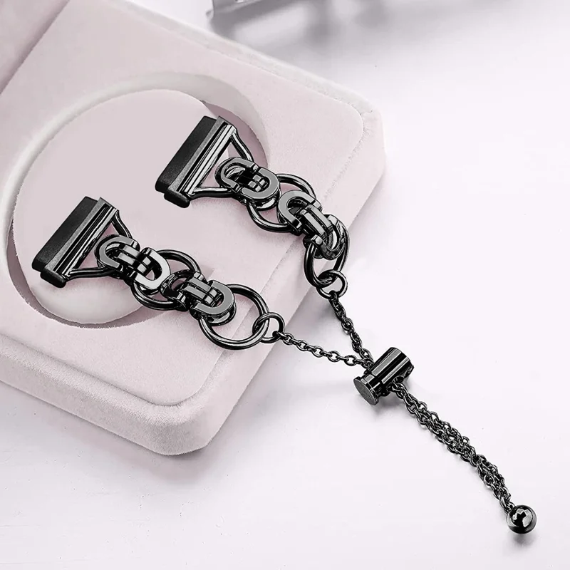 Per Fitbit Versa 4 / Sense 2 Beaded-Bracelet Band Acciaio Inossidabile Cinturino Orologio Sostitutivo - Nero