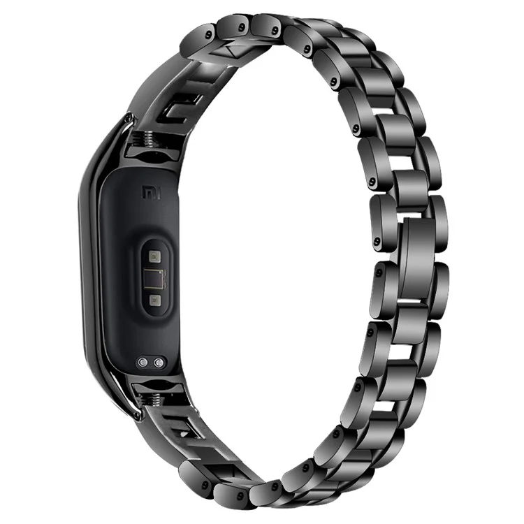 Für Xiaomi Mi Band 9 NFC / Mi Band 9 / Smart Band 8 NFC / Smart Band 8 G Letter Rhinestone-Dekor Uhrenarmband Edelstahl Armband - Schwarz