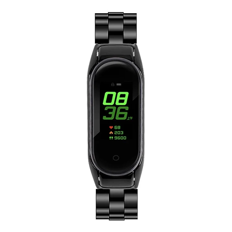 Für Xiaomi Mi Band 9 NFC / Mi Band 9 / Smart Band 8 NFC / Smart Band 8 Edelstahl-Armband 3 Perlen Ersatzarmband - Schwarz