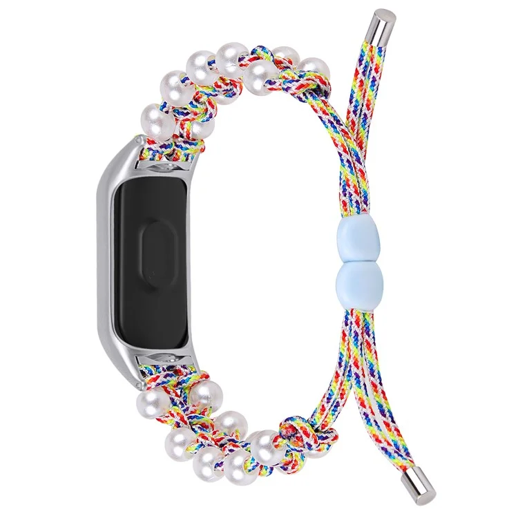 Für Xiaomi Smart Band 9 NFC / 9 / 8 NFC / 8 Armband Pearl Decor Nylon Geflochten Armband - Farbig