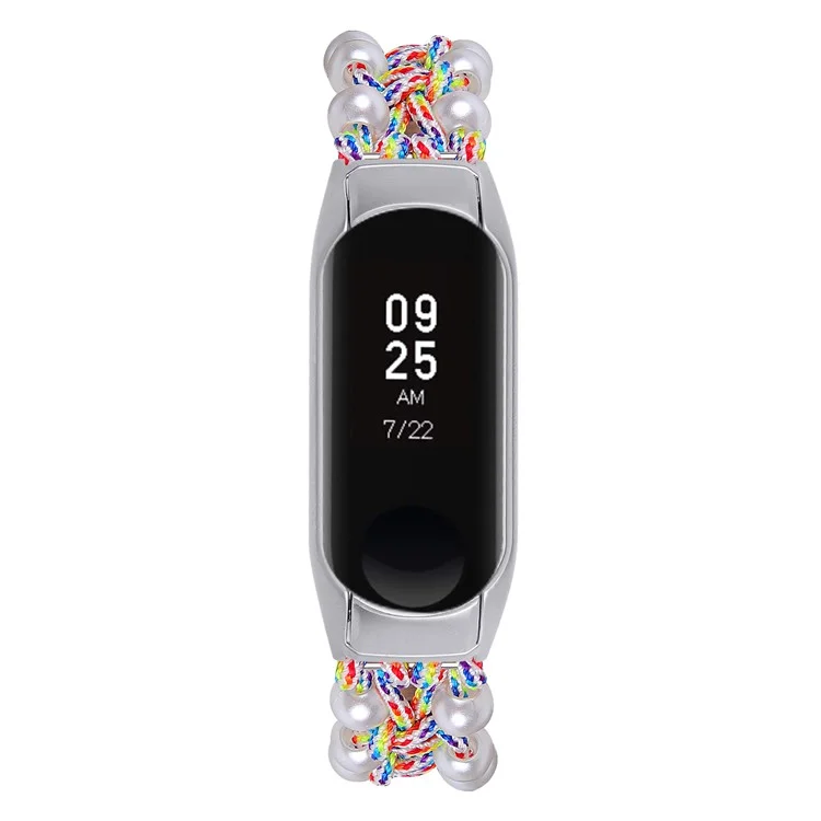 Für Xiaomi Smart Band 9 NFC / 9 / 8 NFC / 8 Armband Pearl Decor Nylon Geflochten Armband - Farbig