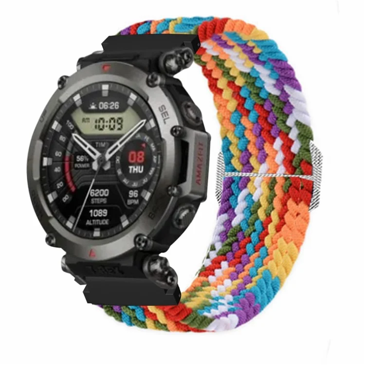 Para Huami Amazfit T-Rex 2 Ultra Correa de reloj de nailon ultra elástica y ajustable - Arcoíris