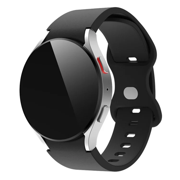 Watch Strap for Samsung Galaxy Watch6 40mm 44mm / Watch6 Classic 43mm 47mm / Watch 5 40mm 44mm / Watch4 40mm 44mm , 20mm Silicone Band with Butterfly Buckle - Black
