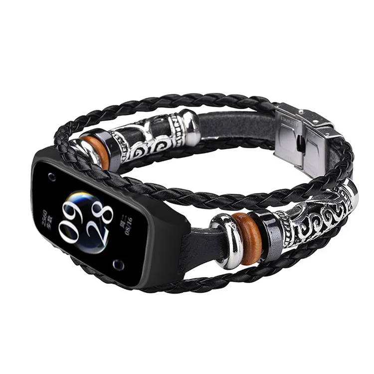 Для Xiaomi Redmi Band 2 Watch Band Boho Bead Metal Jewelry Retro Strap DIY Bracelets - Чёрный