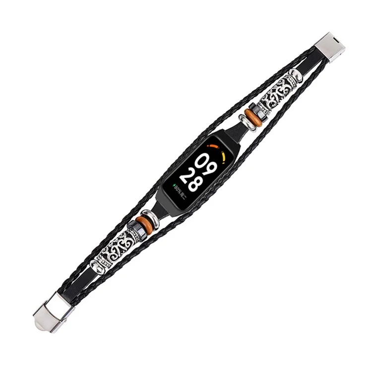 Для Xiaomi Redmi Band 2 Watch Band Boho Bead Metal Jewelry Retro Strap DIY Bracelets - Чёрный