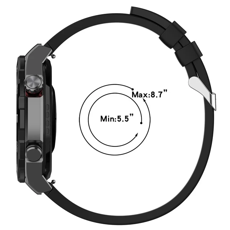 Pulseira de silicone para Huawei Watch Ultimate / GT 3 SE / Buds / Watch 3 Pro New / GT 3 Pro 46mm / GT Runner / GT 3 46mm, Pulseiras de relógio de 22mm com pulseira de extensão - Preta