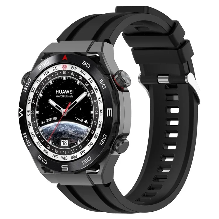 Pulseira de silicone para Huawei Watch Ultimate / GT 3 SE / Buds / Watch 3 Pro New / GT 3 Pro 46mm / GT Runner / GT 3 46mm, Pulseiras de relógio de 22mm com pulseira de extensão - Preta