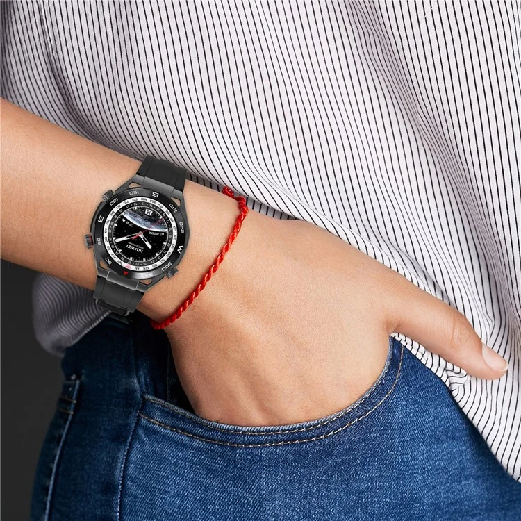 Pulseira de silicone para Huawei Watch Ultimate / GT 3 SE / Buds / Watch 3 Pro New / GT 3 Pro 46mm / GT Runner / GT 3 46mm, Pulseiras de relógio de 22mm com pulseira de extensão - Preta