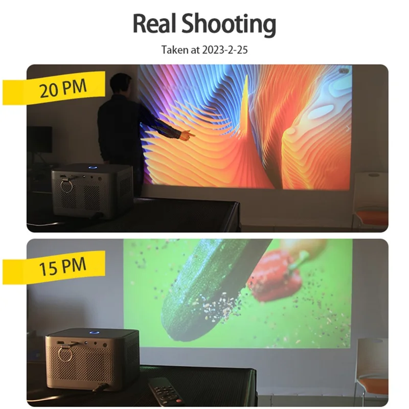 AUN A002 Portable Home Theater Projector Android 9.0 HD Video Screen Mirroring WiFi Bluetooth LED Projector - EU Plug