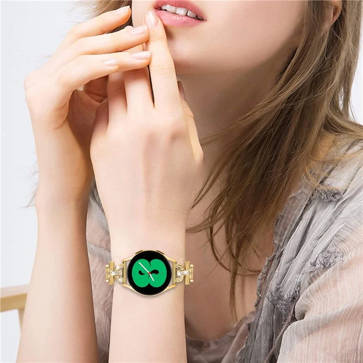 Watch Strap for Samsung Galaxy Watch6 40mm 44mm / Watch6 Classic 43mm 47mm / Watch 5 40mm 44mm / Watch4 40mm 44mm / Watch3 41mm , Stainless Steel 20mm Rhinestone Decor Band - Gold