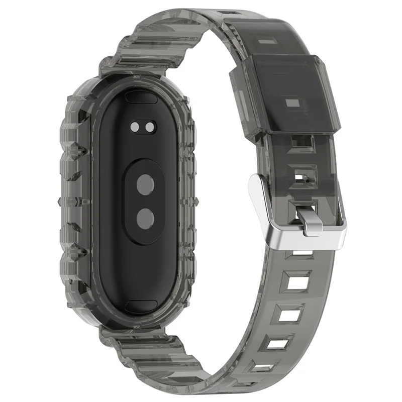For Xiaomi Smart Band 9 NFC / 9 / 8 Wrist Band Transparent Silicone Watch Strap with Integrated Watch Case - Transparent Black