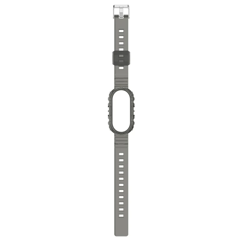 For Xiaomi Smart Band 9 NFC / 9 / 8 Wrist Band Transparent Silicone Watch Strap with Integrated Watch Case - Transparent Black
