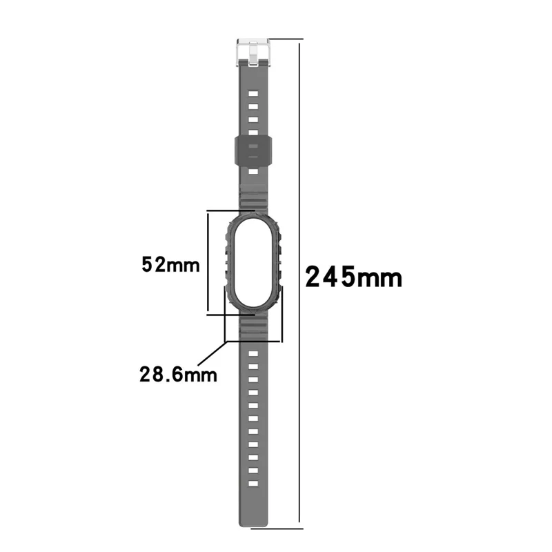 For Xiaomi Smart Band 9 NFC / 9 / 8 Wrist Band Transparent Silicone Watch Strap with Integrated Watch Case - Transparent Black