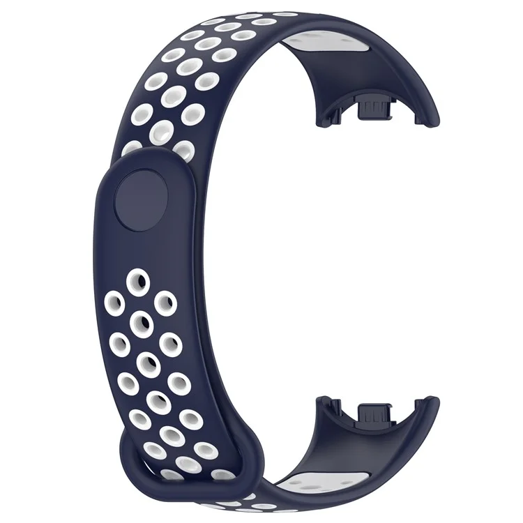 Für Xiaomi Mi Band 9 NFC / Mi Band 9 / Smart Band 8 NFC / Smart Band 8 Silikon-Uhrenarmbänder mit Silikon-Anschluss - Mitternachtsblau+Weiß