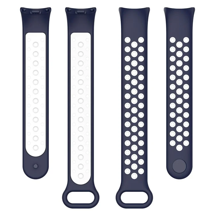 Für Xiaomi Mi Band 9 NFC / Mi Band 9 / Smart Band 8 NFC / Smart Band 8 Silikon-Uhrenarmbänder mit Silikon-Anschluss - Mitternachtsblau+Weiß