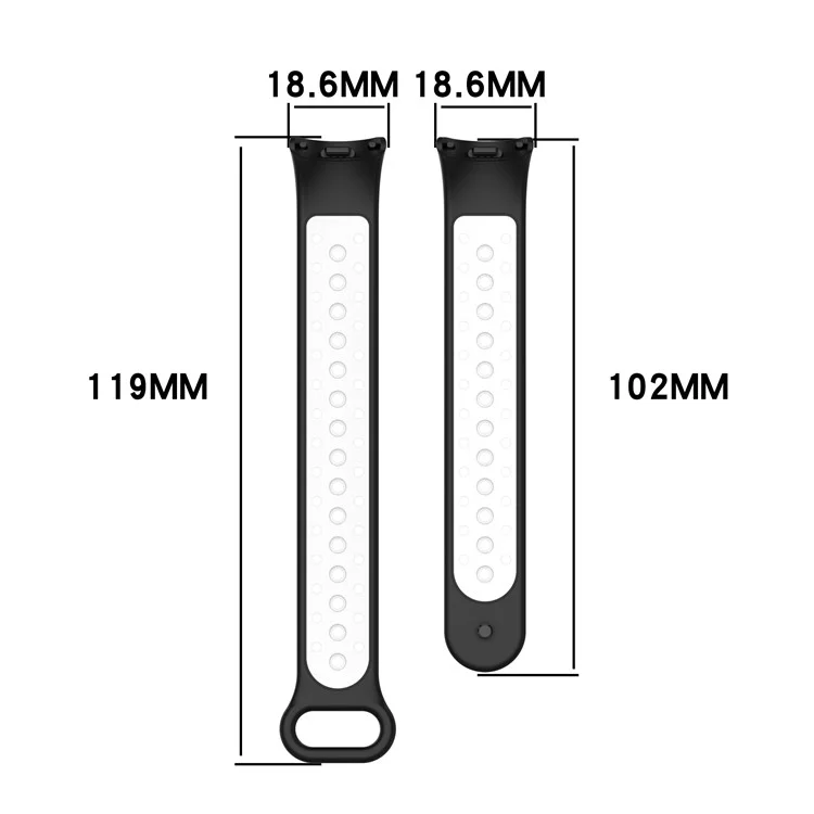 Für Xiaomi Mi Band 9 NFC / Mi Band 9 / Smart Band 8 NFC / Smart Band 8 Silikon-Uhrenarmbänder mit Silikon-Anschluss - Mitternachtsblau+Weiß