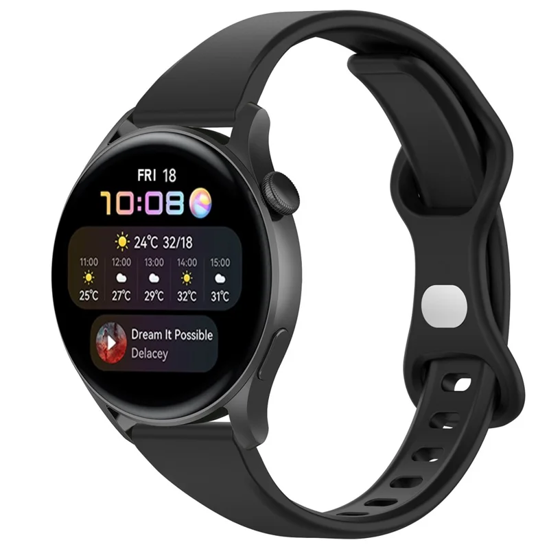 For Huawei Watch 3 Pro 46mm / Watch 2 Pro Silicone Watch Band 22mm Soft Strap Replacement - Black
