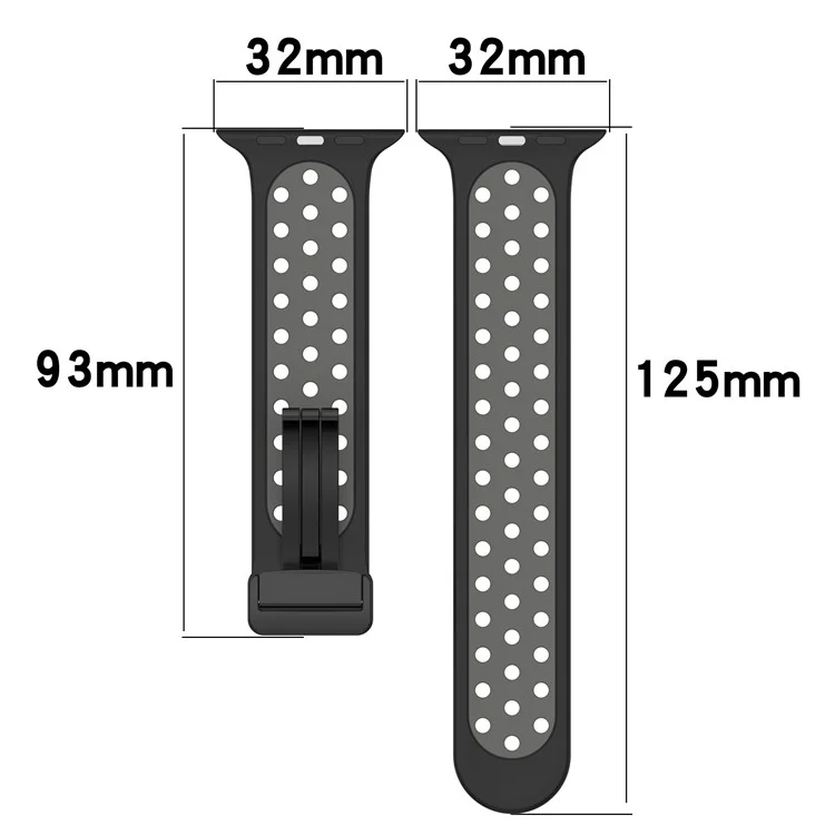Watch Strap for Apple Watch Series 10 42mm / 9 8 7 41mm / SE (2023) SE (2022) SE 6 5 4 40mm / 3 2 1 38mm Dual Color Silicone Band Breathable Watch Strap - Midnight Blue / White