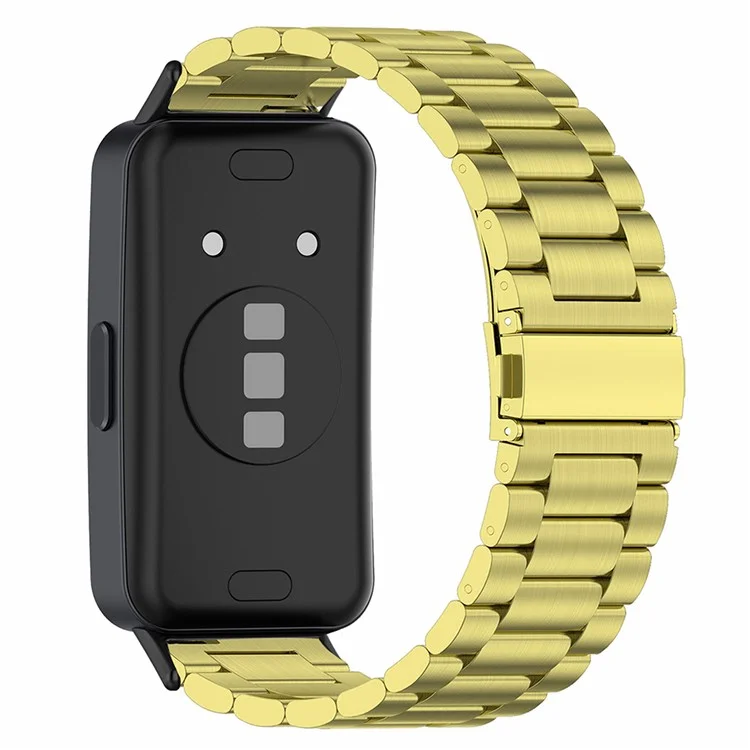 Para Huawei Band 8 / Band 8 NFC / Band 9 / Band 9 NFC Smartwatch Correa Parte de Reparación Correa de Reloj 3 Cuentas Banda de Acero Inoxidable Reemplazo - Oro