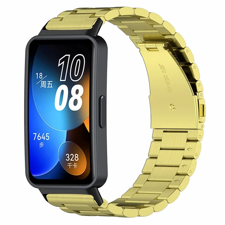 Para Huawei Band 8 / Band 8 NFC / Band 9 / Band 9 NFC Smartwatch Correa Parte de Reparación Correa de Reloj 3 Cuentas Banda de Acero Inoxidable Reemplazo - Oro