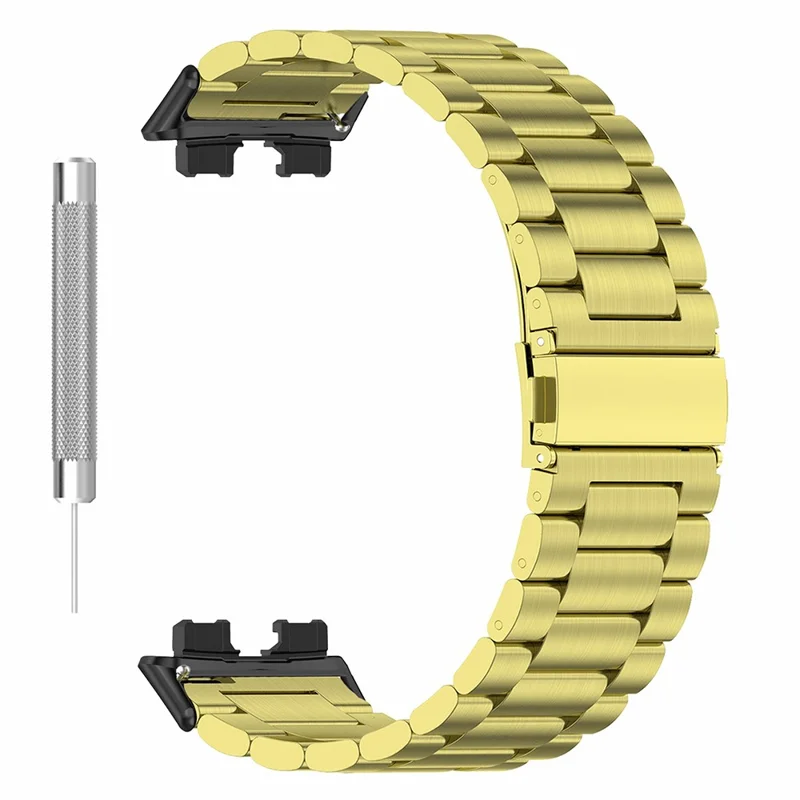 Para Huawei Band 8 / Band 8 NFC / Band 9 / Band 9 NFC Smartwatch Correa Parte de Reparación Correa de Reloj 3 Cuentas Banda de Acero Inoxidable Reemplazo - Oro