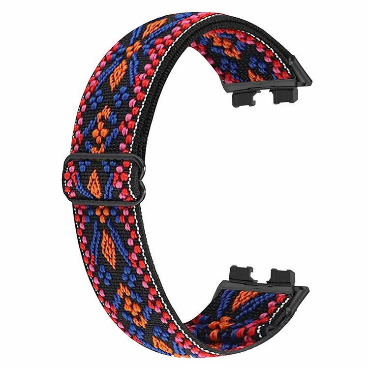 For Huawei Band 8 / Band 8 NFC / Band 9 / Band 9 NFC Bohemian Style Elastic Nylon Smartwatch Strap Watch Band Replacement - Pink / Orange