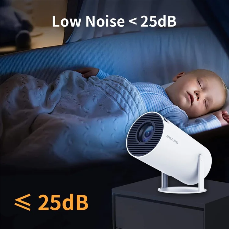 HY300 Android 11.0 Projecteur Portable WiFi6 BT5.0 1280*720dpi 120 Lumens Ansi Lecteur Multimédia de Cinéma Maison - Prise US