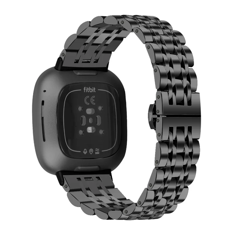 Per Fitbit Sense 2 / Versa 4 Sostituzione Cinturino per Orologio Elegante 7 perle Cinturino in acciaio inossidabile - Nero