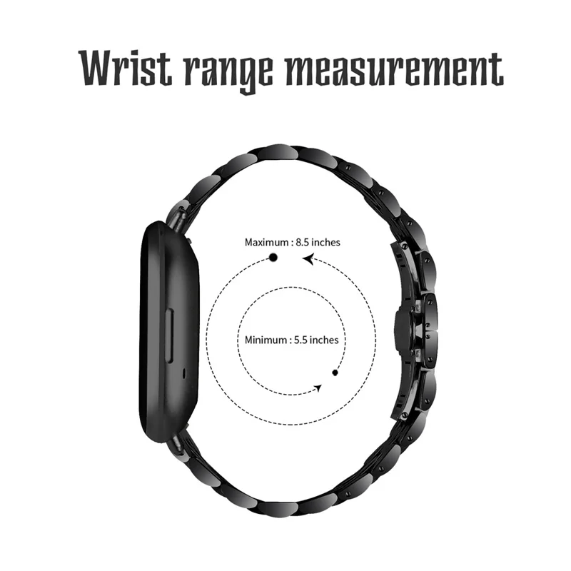 Per Fitbit Sense 2 / Versa 4 Sostituzione Cinturino per Orologio Elegante 7 perle Cinturino in acciaio inossidabile - Nero