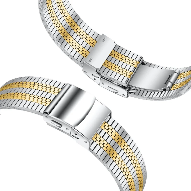 Para Fitbit Versa 4 / Sense 2 Stylish 5 Beads Stainless Steel Watch Band Replacement Wrist Strap - Prata / Ouro